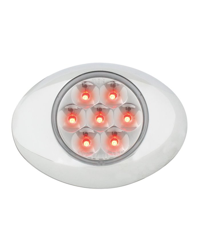 GG76233 - SMALL LOW PROFILE PEARL RED/ CLEAR 7LED LIGHT W/CR. BEZEL