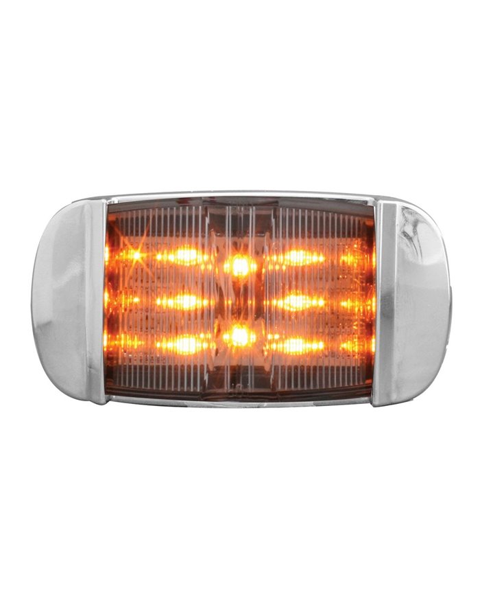 GG76255 - RECT. AMBER/CLEAR WIDE ANGLE 14LED MARKER LIGHT W/CR. BEZEL