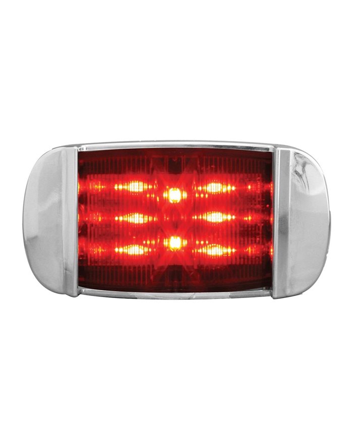 GG76256 - RECT. RED/RED WIDE ANGLE 14LED MARKER LIGHT W/CR. BEZEL