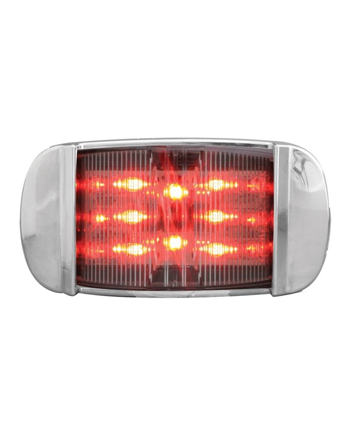 GG76257 - RECT. RED/CLEAR WIDE ANGLE 14LED MARKER LIGHT W/CR. BEZEL