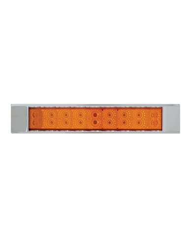 GG76305 - 12"L SPYDER AMBER/AMBER 18-LED LIGHT BAR W/CR. PL BEZEL 2 ROW GG76305 - 12"L SPYDER AMBER/AMBER 18-LED LIGHT BAR W/CR. PL BEZEL 2 ROW