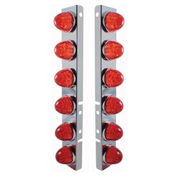 UP37290-SS Front Air Cleaner Bracket With 12X LED Watermelon Lights & SS Bezels For Peterbilt-Amber LED/Dark Amber Len