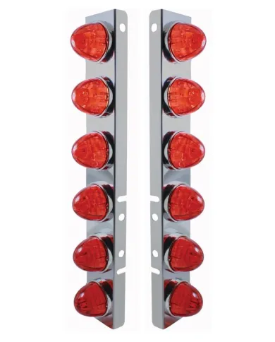 UP37290-SS Front Air Cleaner Bracket With 12X LED Watermelon Lights & SS Bezels For Peterbilt-Amber LED/Dark Amber Len