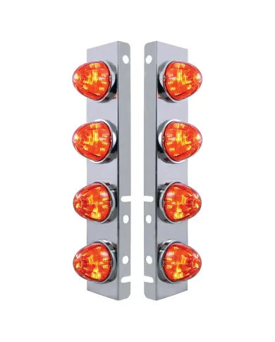 UP37291-SS Front Air Cleaner Bracket With 8X 17 LED Watermelon Lights & SS Bezels For Peterbilt-Amber LED/Dark Amber L