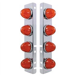 UP37291-SS Front Air Cleaner Bracket With 8X 17 LED Watermelon Lights & SS Bezels For Peterbilt-Amber LED/Dark Amber L