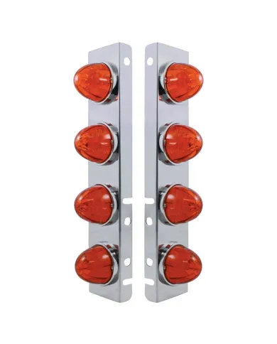 UP37291-SS Front Air Cleaner Bracket With 8X 17 LED Watermelon Lights & SS Bezels For Peterbilt-Amber LED/Dark Amber L