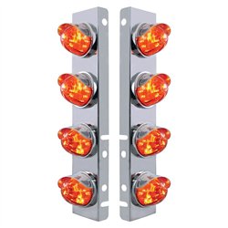 UP37293-SS Front Air Cleaner Bracket With 8X LED Watermelon Lights & SS Visors For Peterbilt-Amber LED/Dark Amber Lens