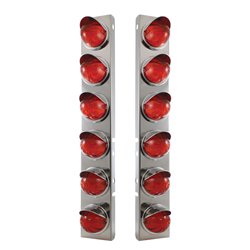 UP37294-SS Front Air Cleaner Bracket With 12X 17 LED Watermelon Lights & Visors For Peterbilt-Amber LED/Dark Amber Len