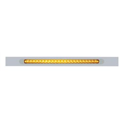 UP37318-Chrome Top Mud Flap Plate With 23 SMD LED Light Bar & Bezel - Amber LED/Amber Lens (Each)