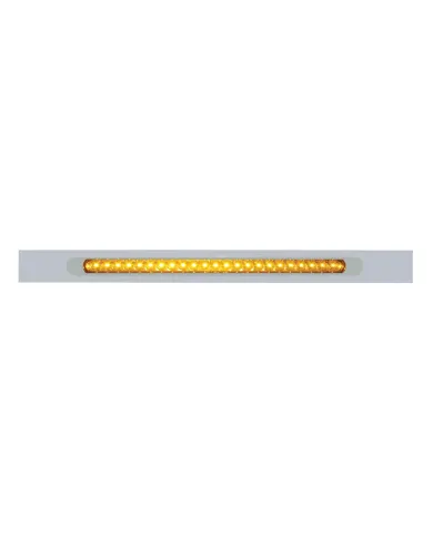 UP37318-Chrome Top Mud Flap Plate With 23 SMD LED Light Bar & Bezel - Amber LED/Amber Lens (Each)