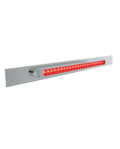 UP37319-Chrome Top Mud Flap Plate With 23 SMD LED Light Bar & Bezel - Red LED/Red Lens (Each)