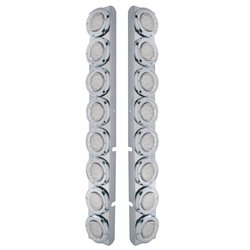 UP37332-SS Rear Air Cleaner Bracket With 16X 9 LED 2" Lights & Bezels For Peterbilt-Red LED/Clear Lens