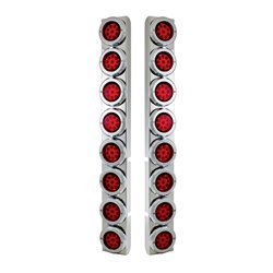 UP37334-SS Rear Air Cleaner Bracket With 16X 9 LED 2" Reflector Lights & Bezels For Peterbilt-Red LED & Lens
