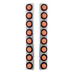 UP37335-SS Rear Air Cleaner Bracket With 16X 9 LED 2" Reflector Lights For Peterbilt-Red LED & Lens