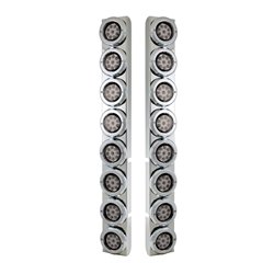 UP37336-SS Rear Air Cleaner Bracket With 16X 9 LED 2" Reflector Lights & Bezels For Peterbilt-Red LED/Clear Lens