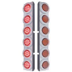 UP37342-Rear Air Cleaner Bracket With 12 Flat LED Lights & Bezel For Peterbilt- Red LED/Red Lens