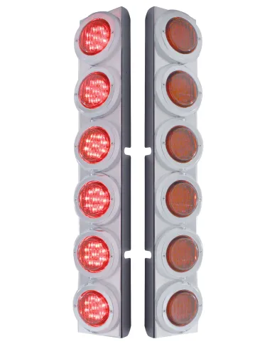 UP37342-Rear Air Cleaner Bracket With 12 Flat LED Lights & Bezel For Peterbilt- Red LED/Red Lens