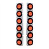 UP37343-Stainless Rear Air Cleaner Bracket With Twelve 9 LED 2" Lights & Grommets For Peterbilt- Red LED/Red Lens