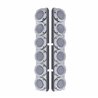UP37344-Stainless Rear Air Cleaner Bracket With Twelve 9 LED 2" Lights & Bezels For Peterbilt- Red LED/Clear Lens