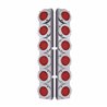 UP37346-SS Rear Air Cleaner Bracket With 12X 9 LED 2" Reflector Lights & Bezels For Peterbilt-Red LED & Lens