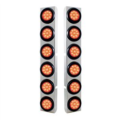UP37347-SS Rear Air Cleaner Bracket With 12X 9 LED 2" Reflector Lights For Peterbilt-Red LED & Lens