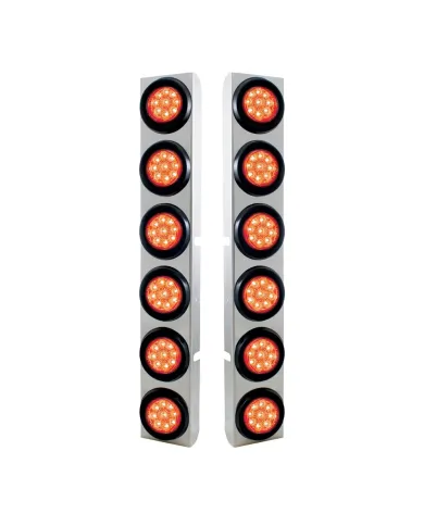 UP37347-SS Rear Air Cleaner Bracket With 12X 9 LED 2" Reflector Lights For Peterbilt-Red LED & Lens