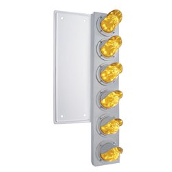 UP37354-FL SS Front Air Cleaner Bracket With 12X 11 LED Watermelon Lights & Visors -Amber LED & Lens