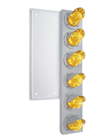 UP37354-FL SS Front Air Cleaner Bracket With 12X 11 LED Watermelon Lights & Visors -Amber LED & Lens