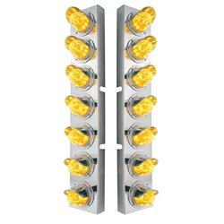 UP37366-SS Front Air Cleaner Brkt With 14X 11 Amber LED Watermelon Light & Visor Bezel For KW Trucks-Amber Lens