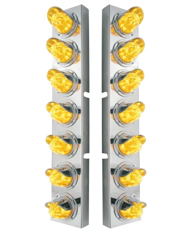 UP37366-SS Front Air Cleaner Brkt With 14X 11 Amber LED Watermelon Light & Visor Bezel For KW Trucks-Amber Lens