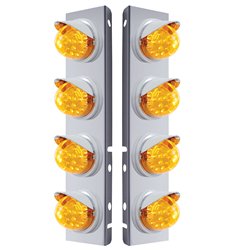 UP37374-SS Front Air Cleaner Bracket With 8X 17 LED Reflector Lights & Visors For Peterbilt-Amber LED & Lens
