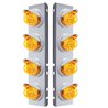 UP37376-SS Front Air Cleaner Bracket With 8X 17 Amber LED Dual Function Reflector Lights & Visors For Peterbilt-Amber