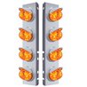 UP37378-SS Front Air Cleaner Bracket With 8X 17 LED Watermelon Lights & Visors For Peterbilt-Amber LED & Lens