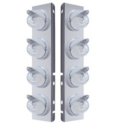 UP37379-SS Front Air Cleaner Bracket With 8X 17 LED Watermelon Lights & Visors For Peterbilt-Amber LED/Clear Lens