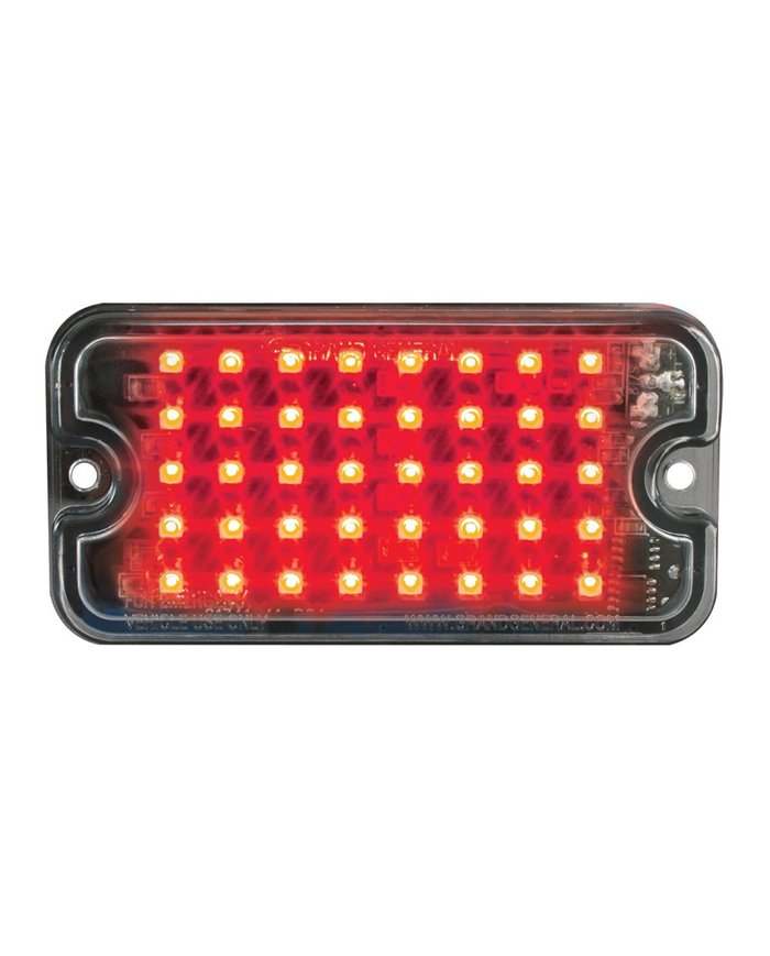GG81742 - SMALL RECT. RED/CLEAR MULTI- STROBE, 40 LEDS, 8 FLASH PATT.