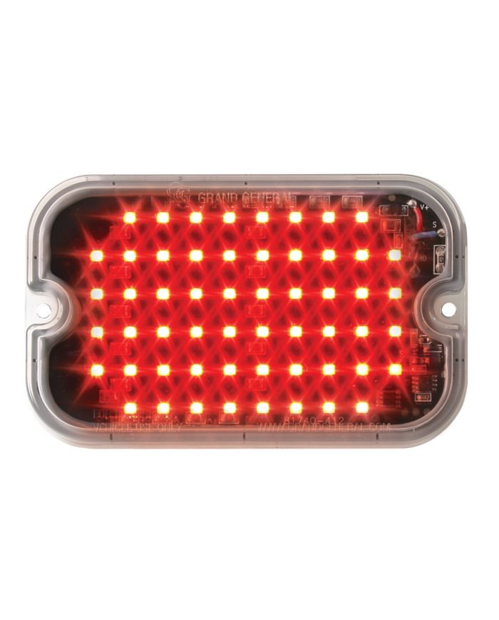 GG81743 - RECT. RED/CLEAR MULTI-STROBE 56 LED LIGHT, 15 FLASH PATTERN