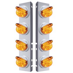 UP37382-SS Front Air Cleaner Bracket With 8X 17 LED Reflector Watermelon Lights & Visors For Peterbilt-Amber LED & Len
