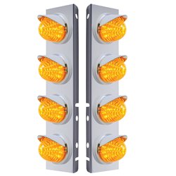 UP37384-SS Front Air Cleaner Bracket With 8X 17 LED Beehive Lights & Visors For Peterbilt -Amber LED & Lens