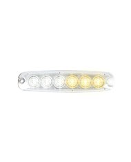 GG81843 - 5-1/8" ULTRA THIN AMBER/WHITE 6 LED STROBE LIGHT, 14 MODES