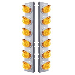 UP37388-SS Front Air Cleaner Bracket With 12X 17 Amber LED Dual Function Reflector Lights & Visors For Peterbilt -Ambe