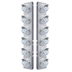 UP37389-SS Front Air Cleaner Bracket With 12X 17 Amber LED Dual Function Reflector Lights & Visors For Peterbilt-Clear