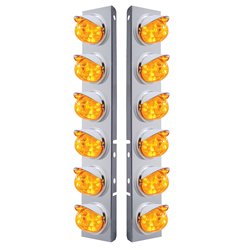 UP37390-SS Front Air Cleaner Bracket W/12X 17 LED Watermelon Lights & Visors For Peterbilt-Amber LED & Lens