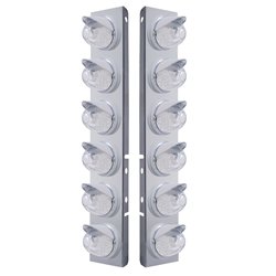 UP37393-SS Front Air Cleaner Brkt With 12X 17 Amber LED Dual Function Watermelon Lights & Visors For Peterbilt-Clear L