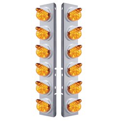 UP37394-SS Front Air Cleaner Bracket With 12X 17 LED Reflector Watermelon Lights & Visors For Peterbilt-Amber LED & Le