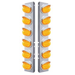UP37396-SS Front Air Cleaner Bracket W/12X 17 LED Beehive Lights & Visors For Peterbilt-Amber LED & Lens