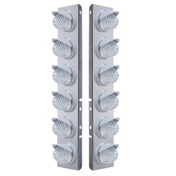 UP37397-SS Front Air Cleaner Bracket W/12X 17 LED Beehive Lights & Visors For Peterbilt-Amber LED/Clear Lens