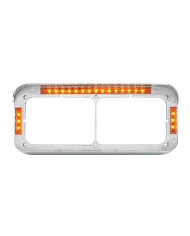 GG87595 - CR. PL. DUAL RECT. HEADLIGHT BEZEL W/VISOR 21-LED AM/AM GG87595 - CR. PL. DUAL RECT. HEADLIGHT BEZEL W/VISOR 21-LED AM/AM