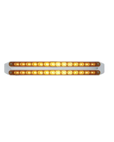 UP37665-Dual 14 LED 12" Turn Signal Light Bars - Amber LED/Amber Lens