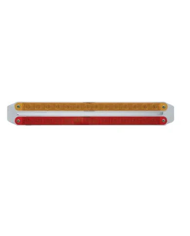 UP37669-Dual 14 LED 12" Light Bars - Amber & Red LED/Amber & Red Lens