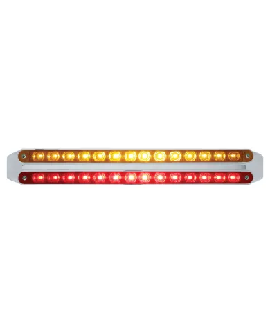 UP37669-Dual 14 LED 12" Light Bars - Amber & Red LED/Amber & Red Lens